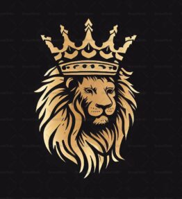 Majestätischer Löwe und Krone